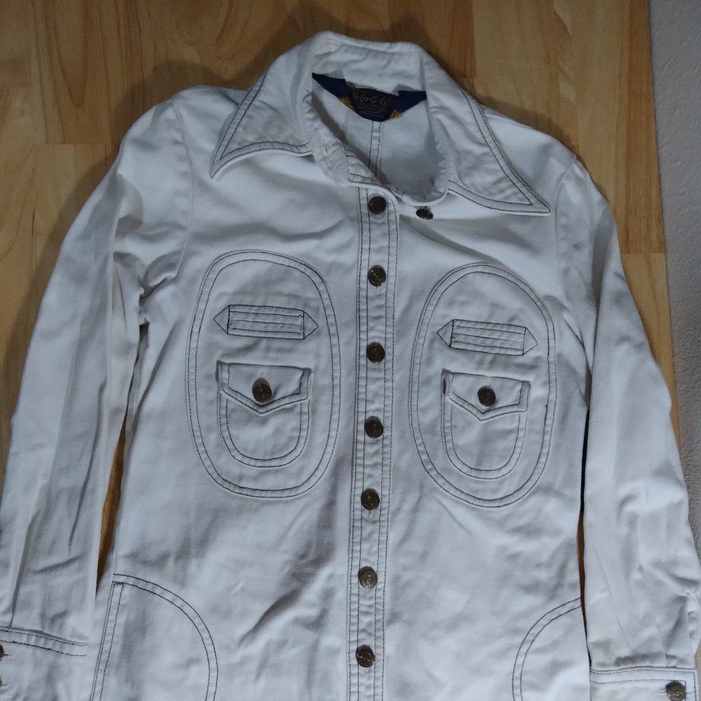 Vintage 60s Whip-O-Will White Denim Jean Jacket